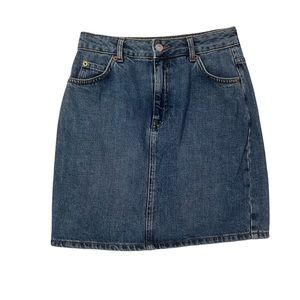 Topshop Medium-wash Denim Mini Skirt